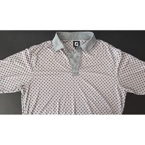 FootJoy ProDry Golf Polo Mens Large Grey Burgundy Geometric Diamond Print Shirt